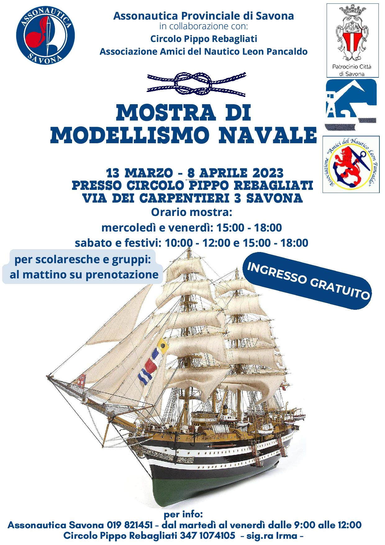 13 marzo – 8 aprile 2023 Mostra modellismo navale – Assonautica Savona